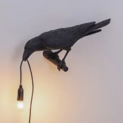 Bird Lamp Black Looking Left OUTDOOR