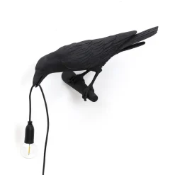 Bird Lamp Black Looking Left OUTDOOR