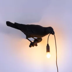 Bird Lamp Black Looking Right OUTDOOR