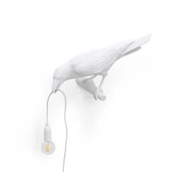 Bird Lamp White Looking Left