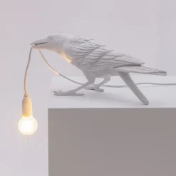 Bird Lamp White Playing OUTDOOR