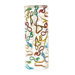 Glass Vase Snakes Cylindrical Big
