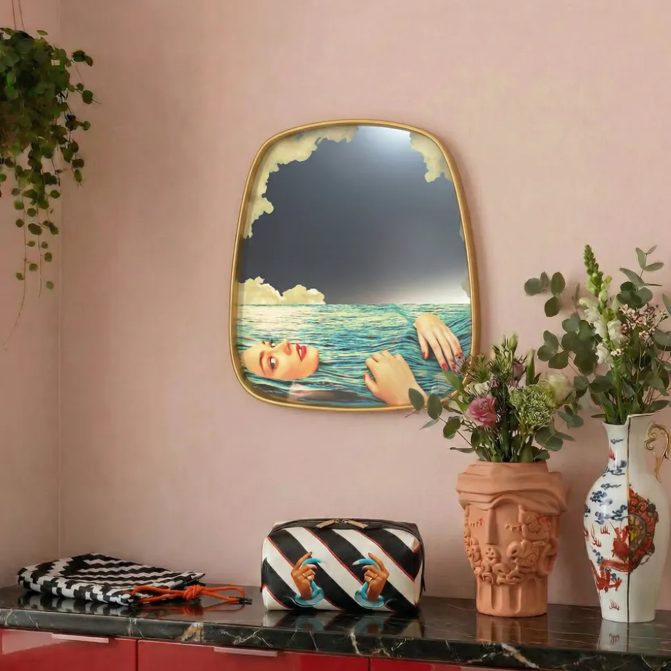 Mirror Gold Frame Sea Girl