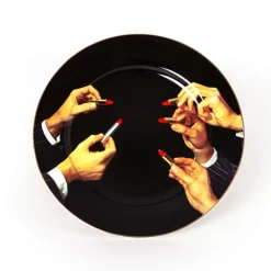 Porcelain Plate Lipsticks Black Gold Border