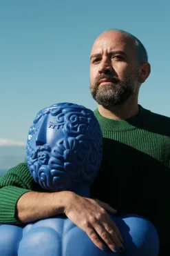 Terracotta Bust Man Blue