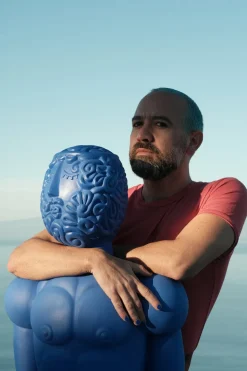 Terracotta Bust Man Blue