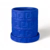 Terracotta Vase with Saucer Greca Blue