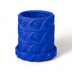 Terracotta Vase with Saucer Onda Blue